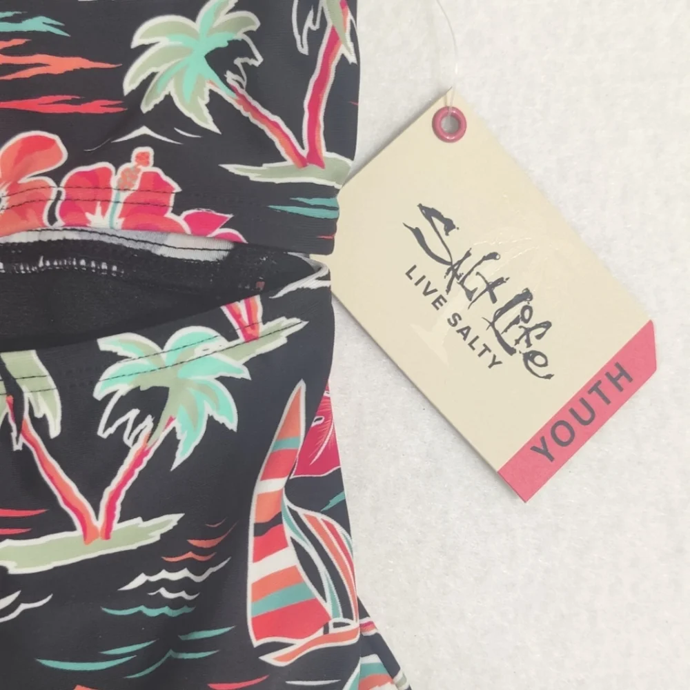 Salt Life Ocean Drift Youth One Piece Swimsuit Size Y10 Color Black‎